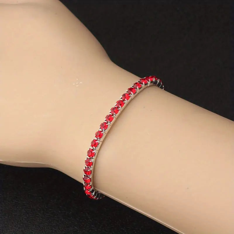 Pulsera Tennis Plata Rubí