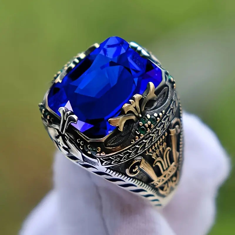 Anillo Vintage Plata Zafiro