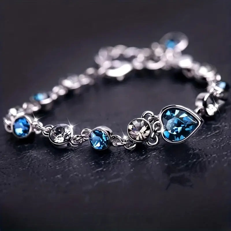 Pulsera de Corazón de Cadena Plata Zafiro