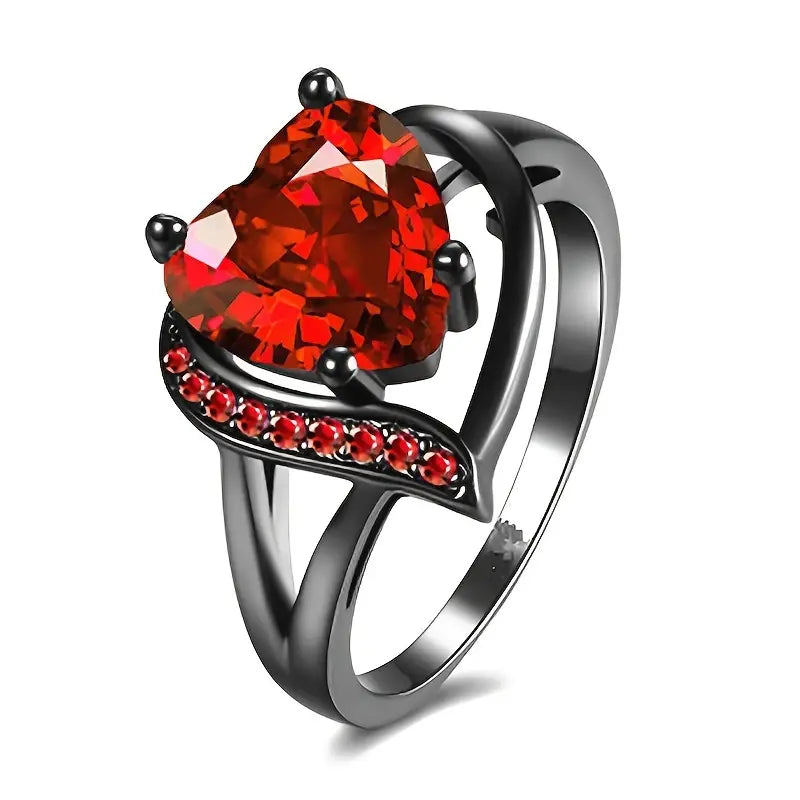 Anillo de Corazón Plata Rubí