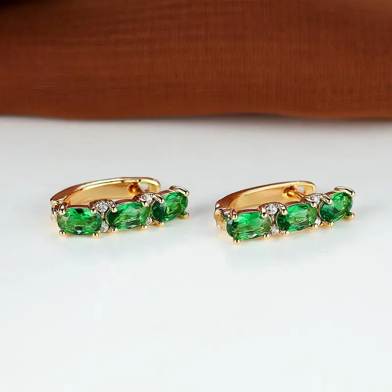 Aretes de Aro Oro Esmeralda Vertical