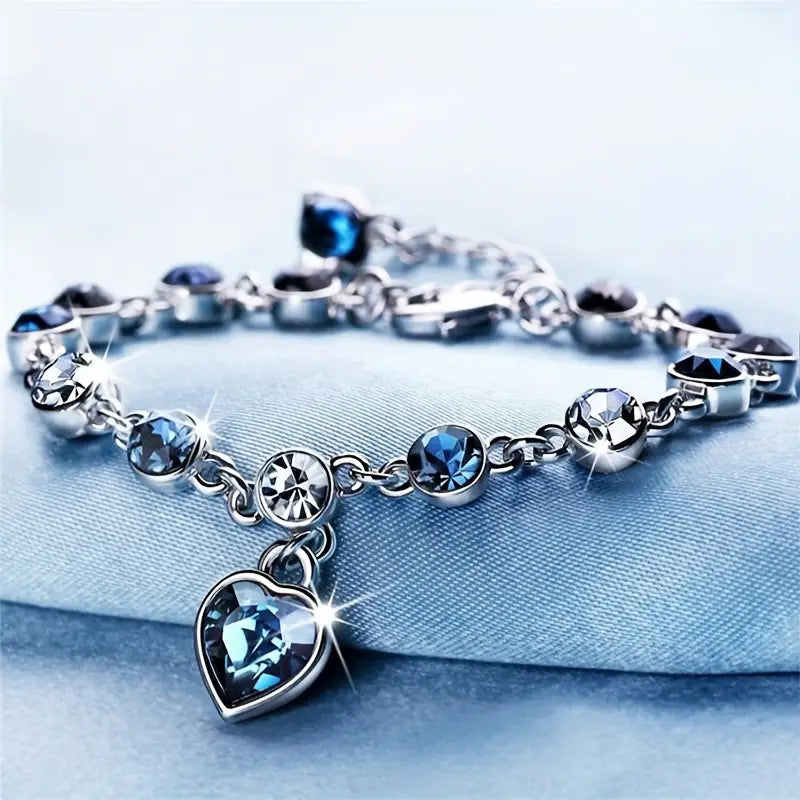 Pulsera de Corazón de Cadena Plata Zafiro