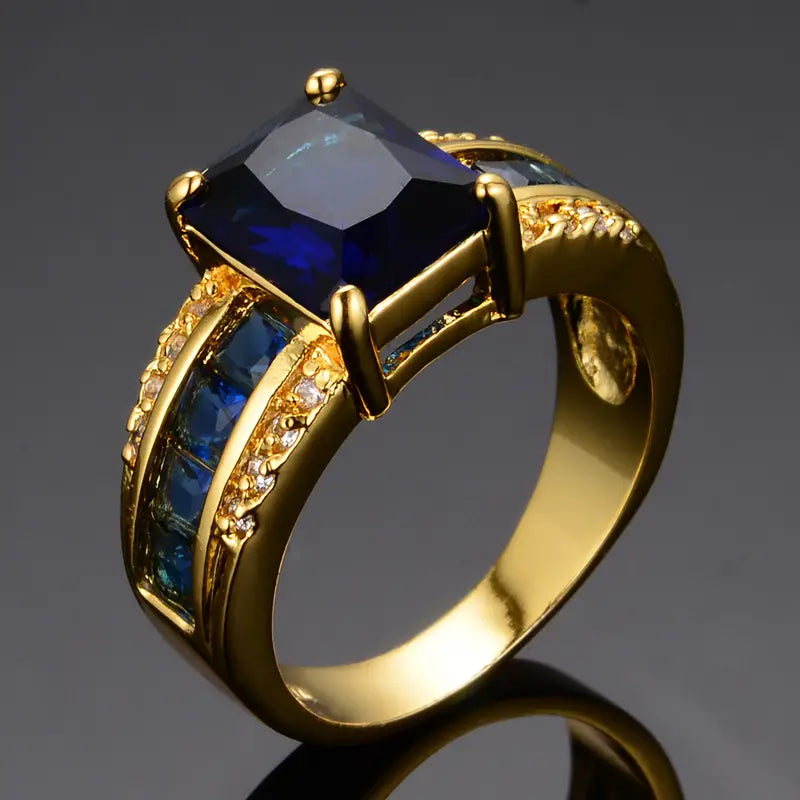 Anillo Cuadrado Oro Zafiro Cut