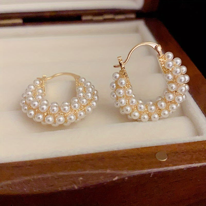 Aretes de Aro en Capas de Perla