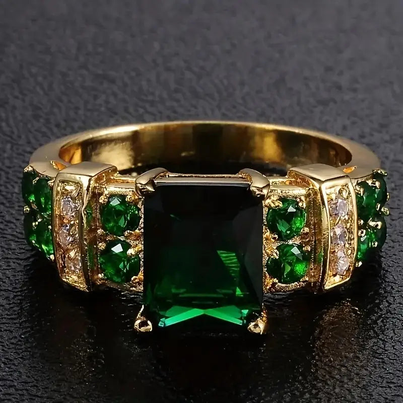 Anillo Oro Esmeralda Geometric