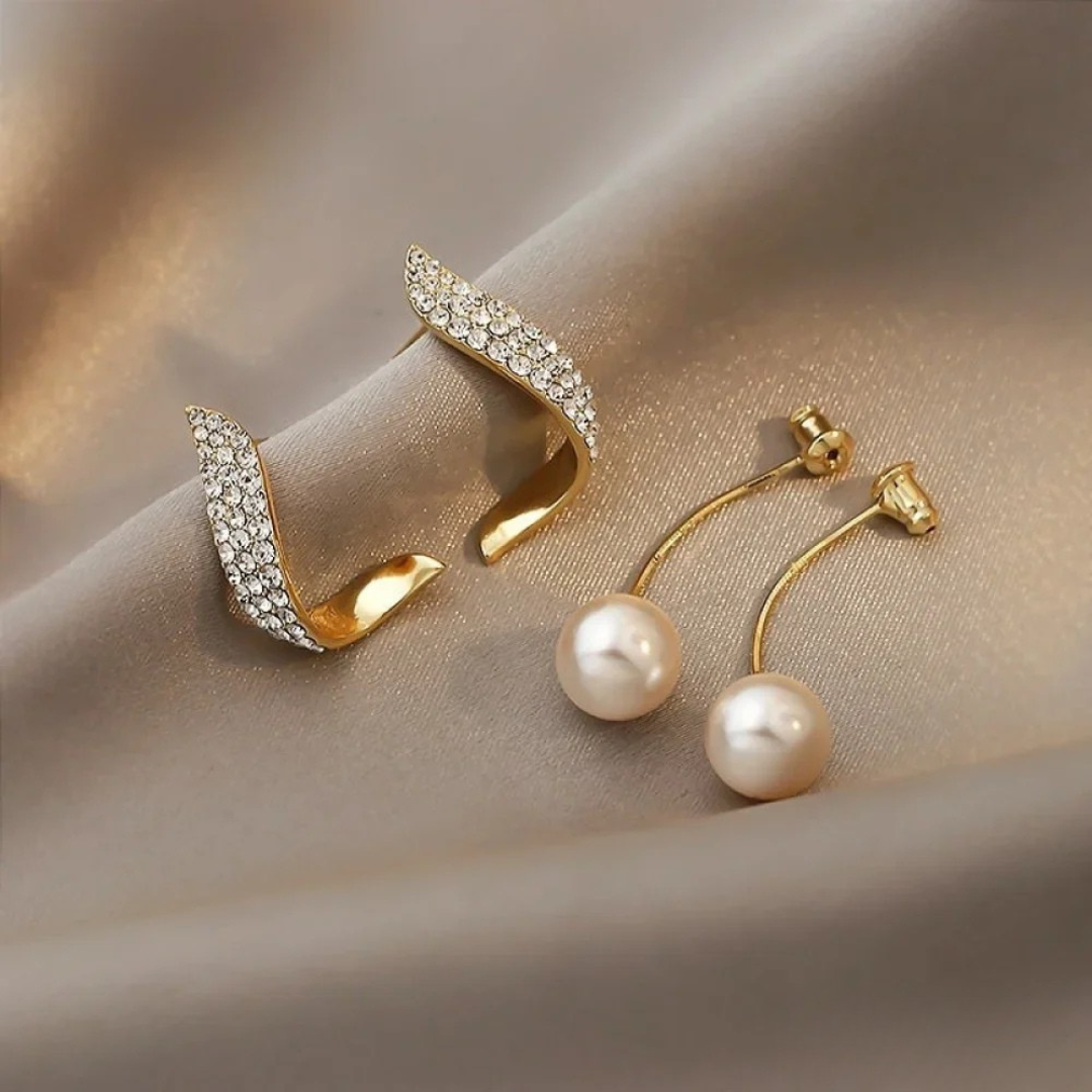 Aretes Colgantes de Perla Oro Chic