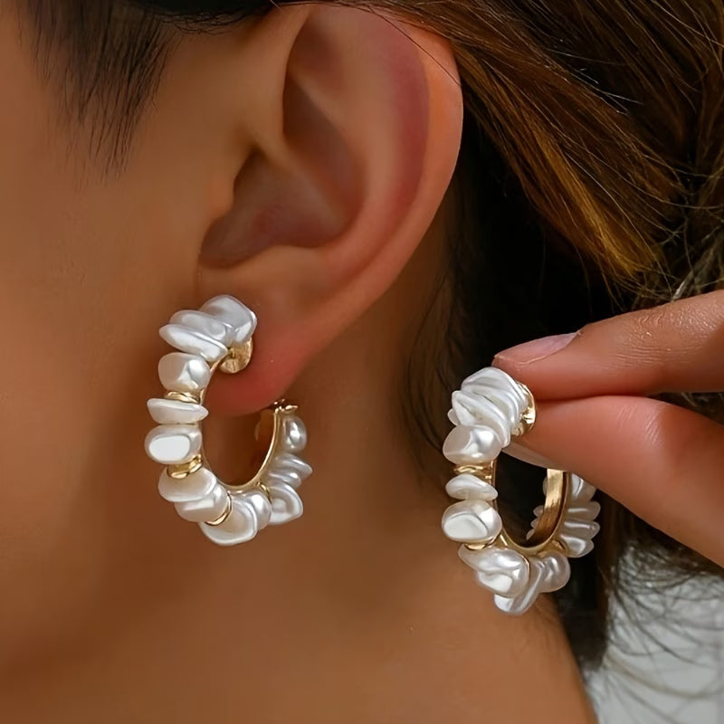 Aretes Gruesos Llamativos de Perla