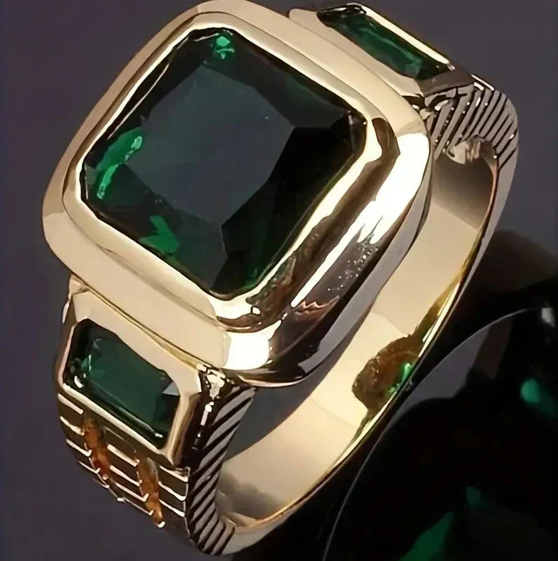 Anillo de Sello Oro Esmeralda