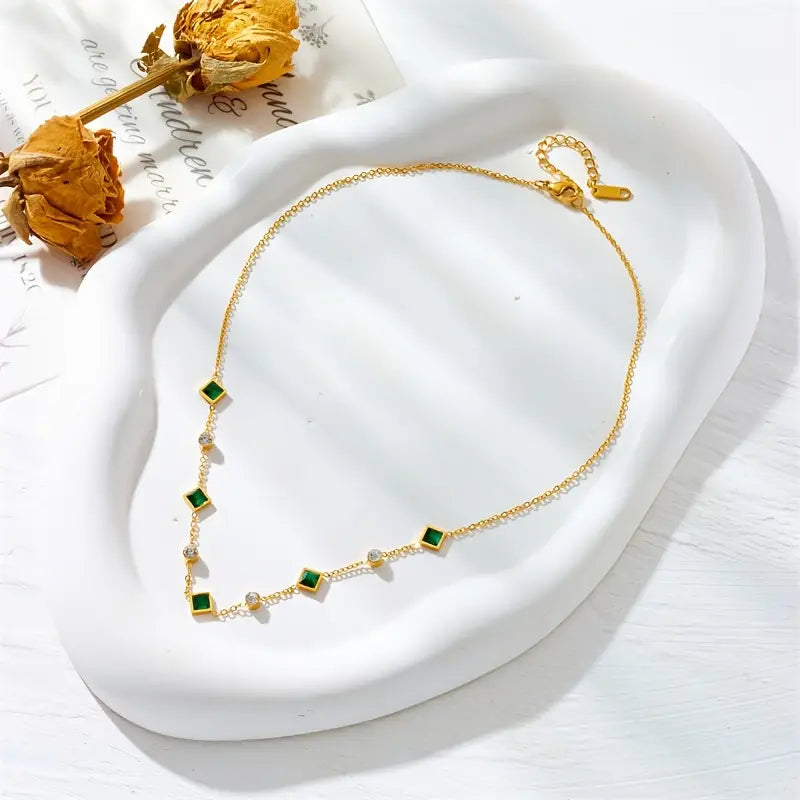Collar Oro Esmeralda Geometric Station