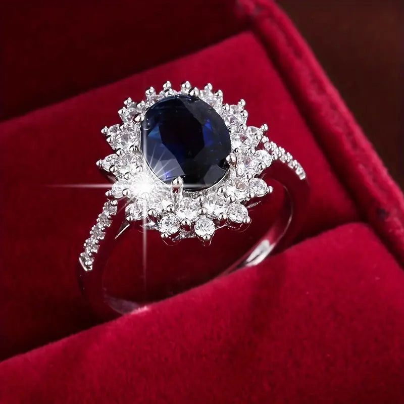 Anillo Halo Oro Zafiro