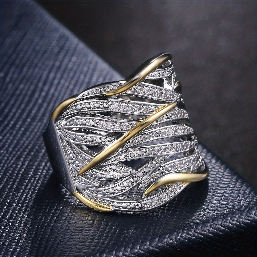 Anillo de Banda Plata Oro Woven