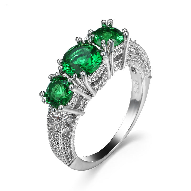 Anillo de Piedra Plata Esmeralda Three