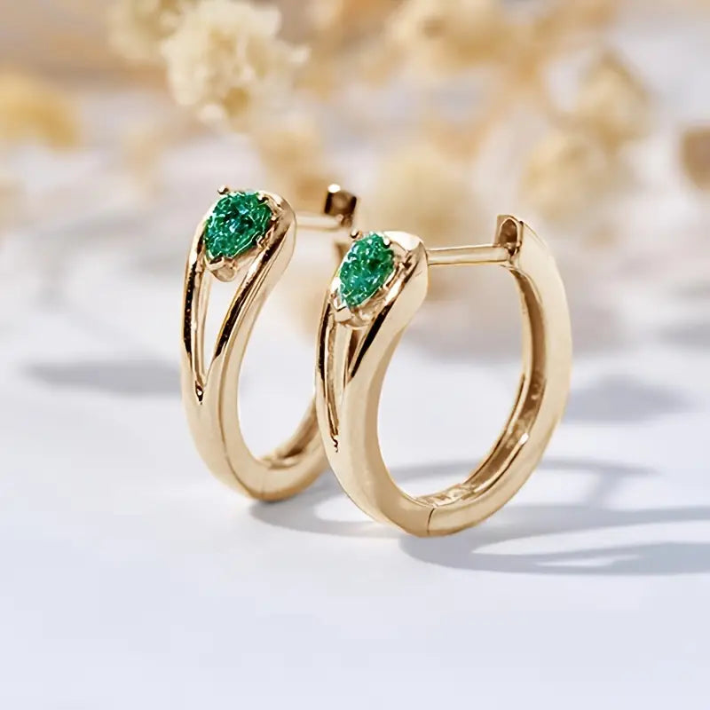 Aretes de Aro Oro Esmeralda Accent