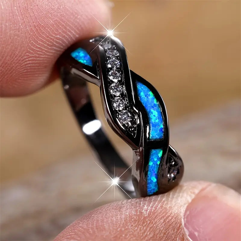 Anillo Trenzado Plata Inlay