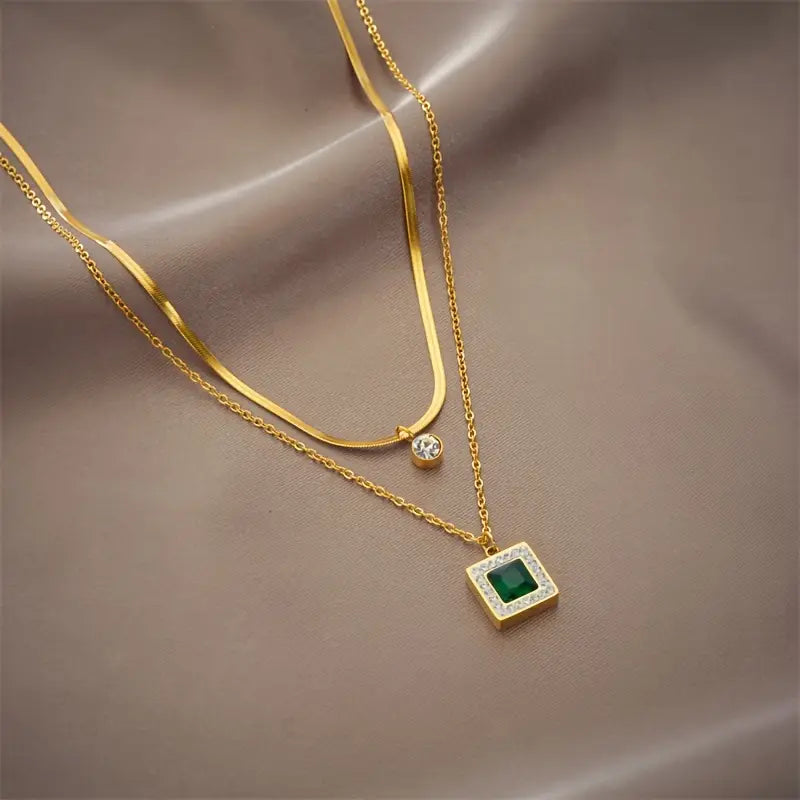 Collar en Capas Oro Esmeralda