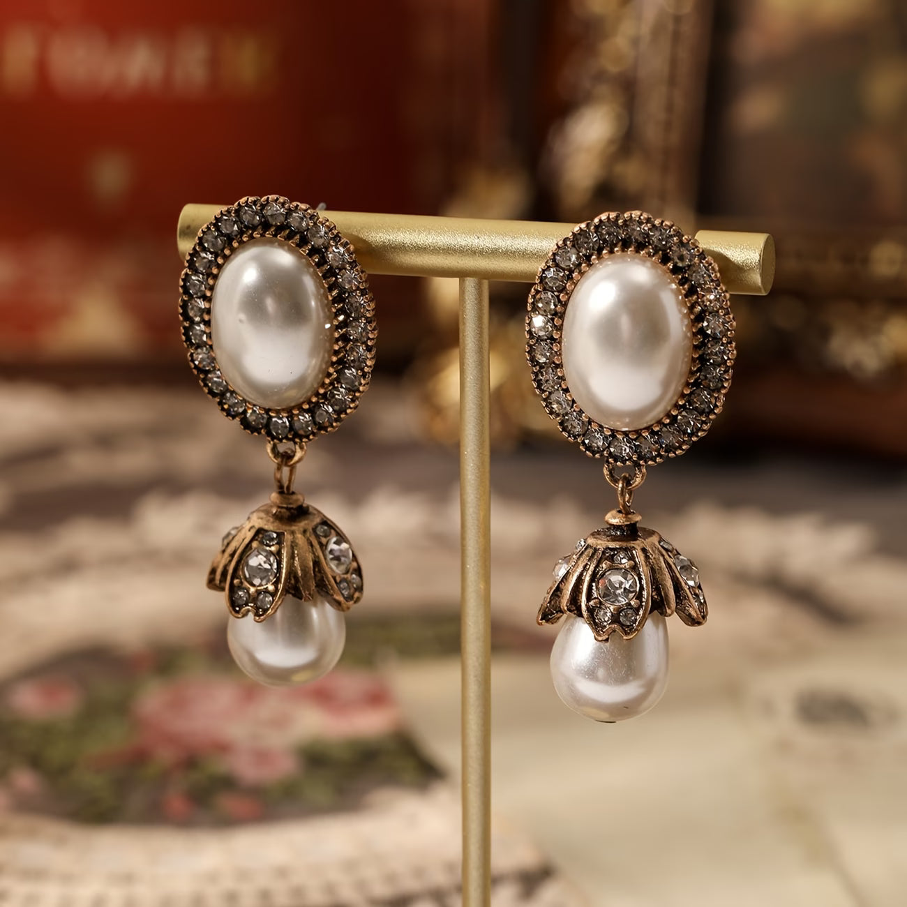 Aretes Colgantes Vintage de Perla Frame
