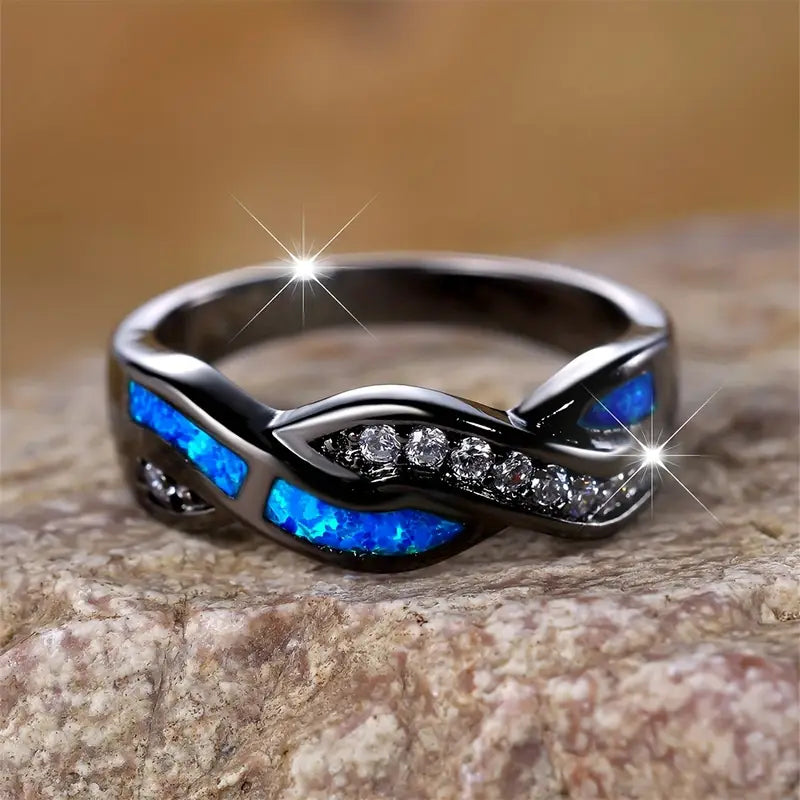 Anillo Trenzado Plata Inlay
