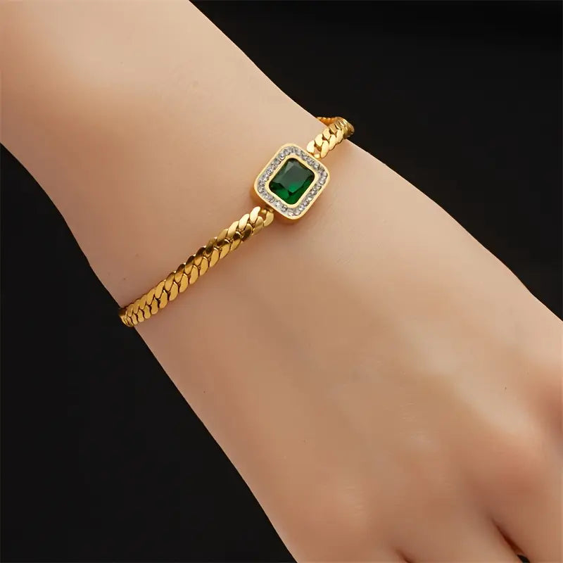 Pulsera de Cadena Oro Esmeralda