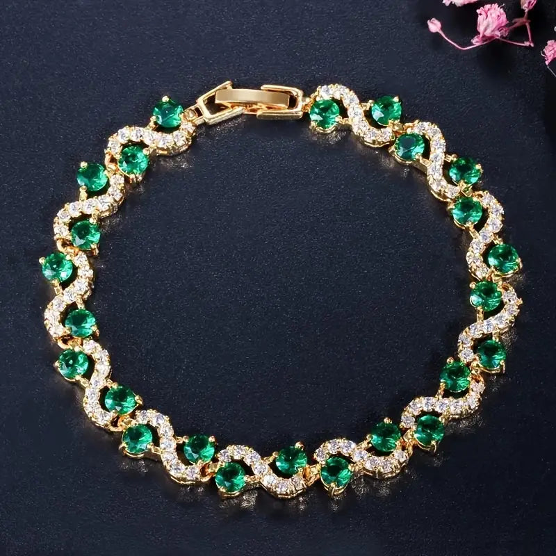 Pulsera Halo Oro Esmeralda