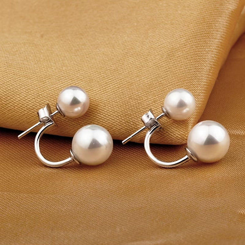 Aretes Llamativos de Perla Double