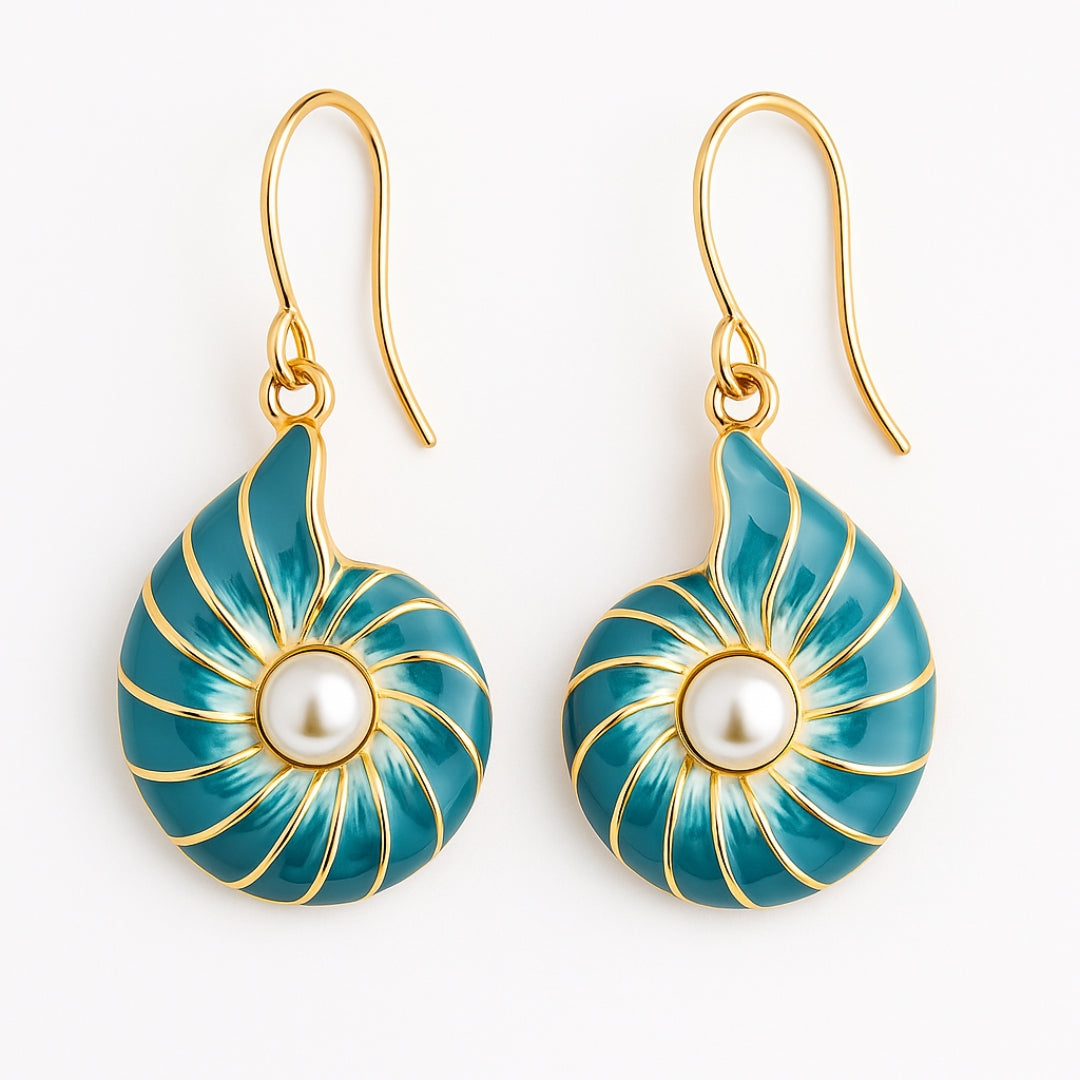 Aretes de Perla Oro Seashell