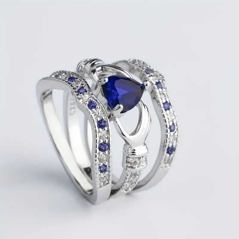 Anillo Entrelazados Plata Zafiro