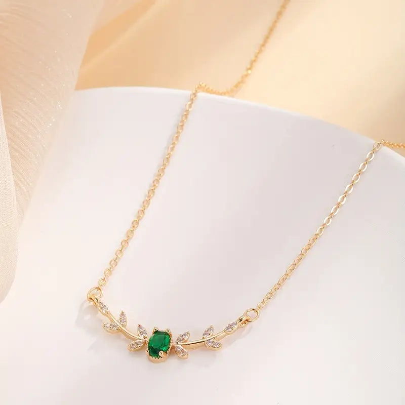 Collar Minimalista Oro Esmeralda
