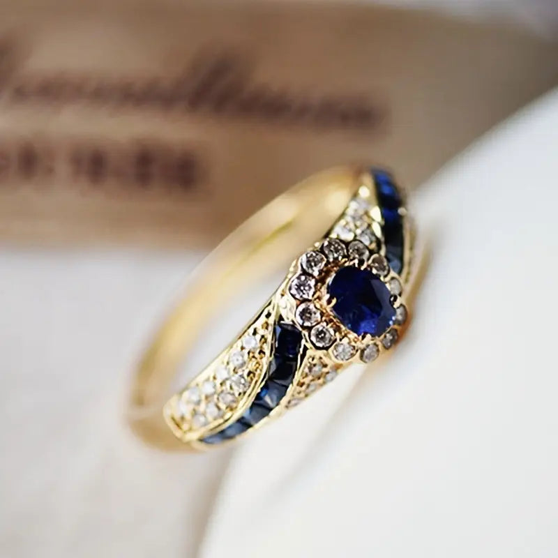 Anillo de Banda Oro Zafiro