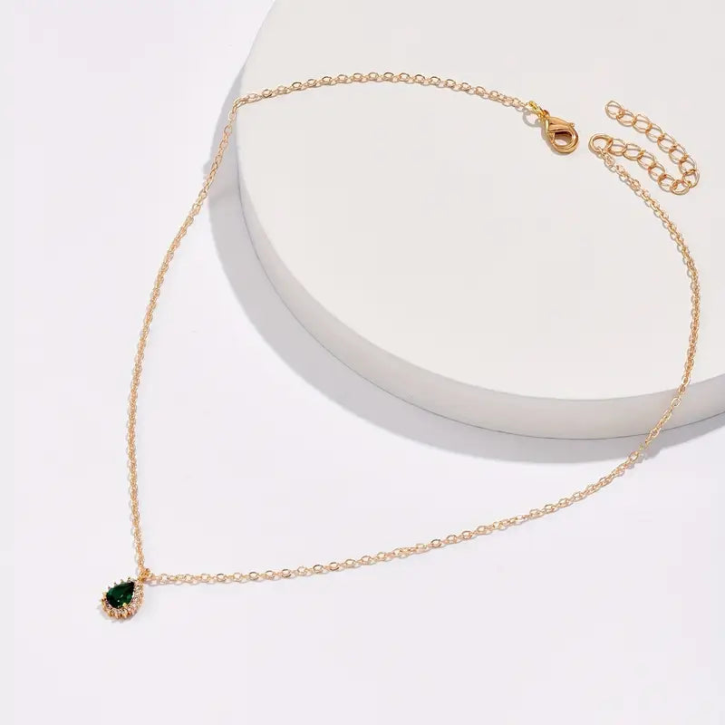Collar de Lágrima Oro Esmeralda