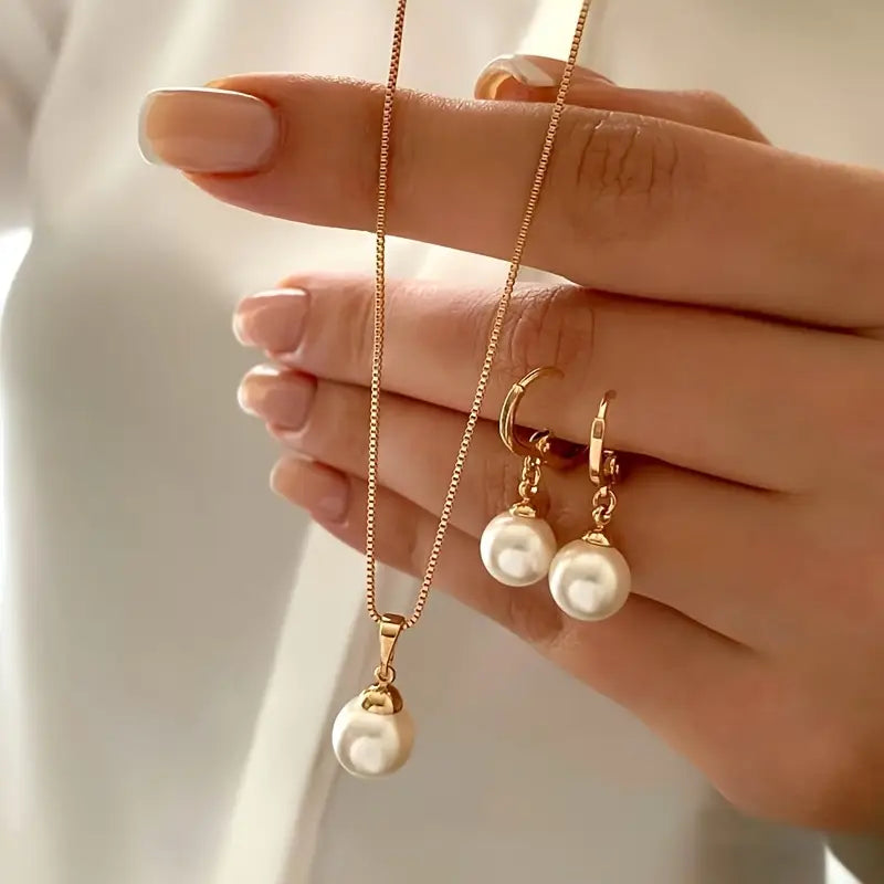 Set de Collares Elegante de Perla Graceful
