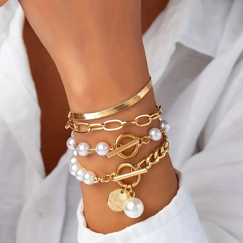 Set de Pulseras en Capas de Perla Premium