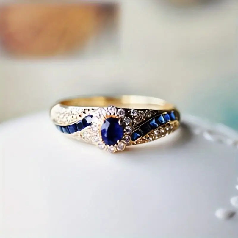 Anillo de Banda Oro Zafiro