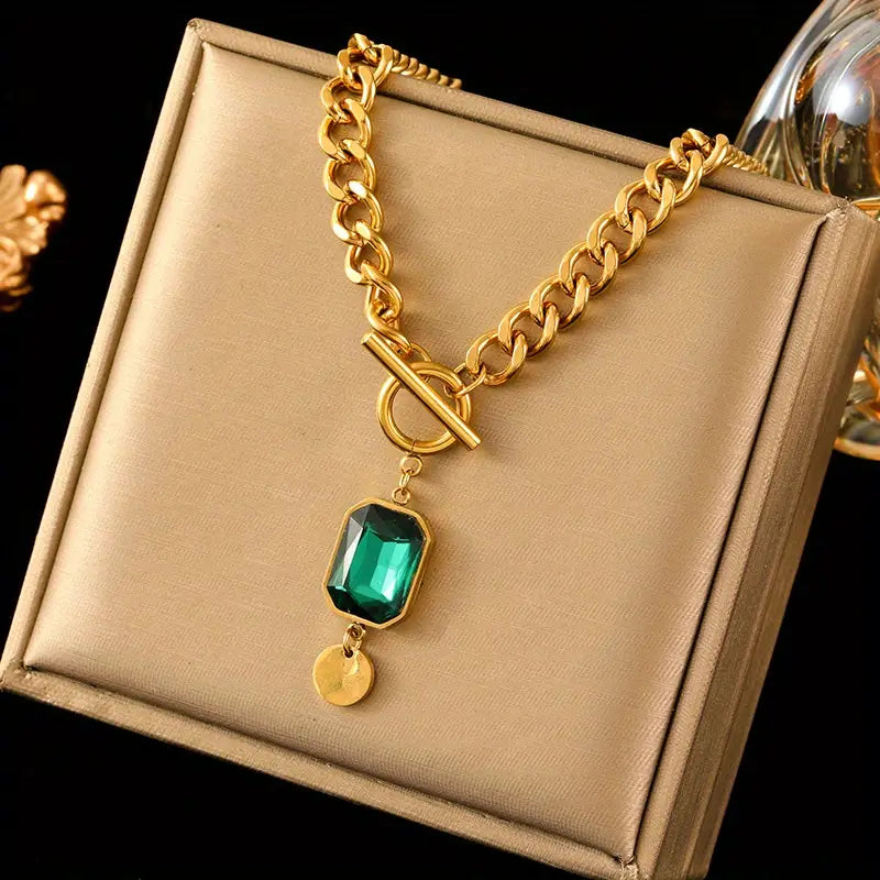 Collar de Cadena Oro Esmeralda