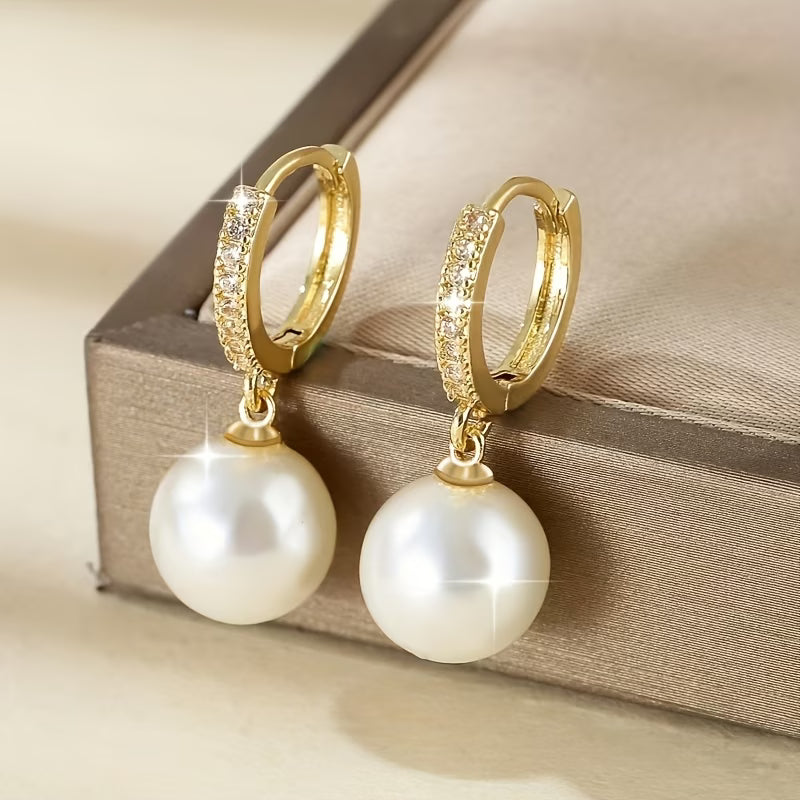 Aretes Colgantes de Perla Geometric