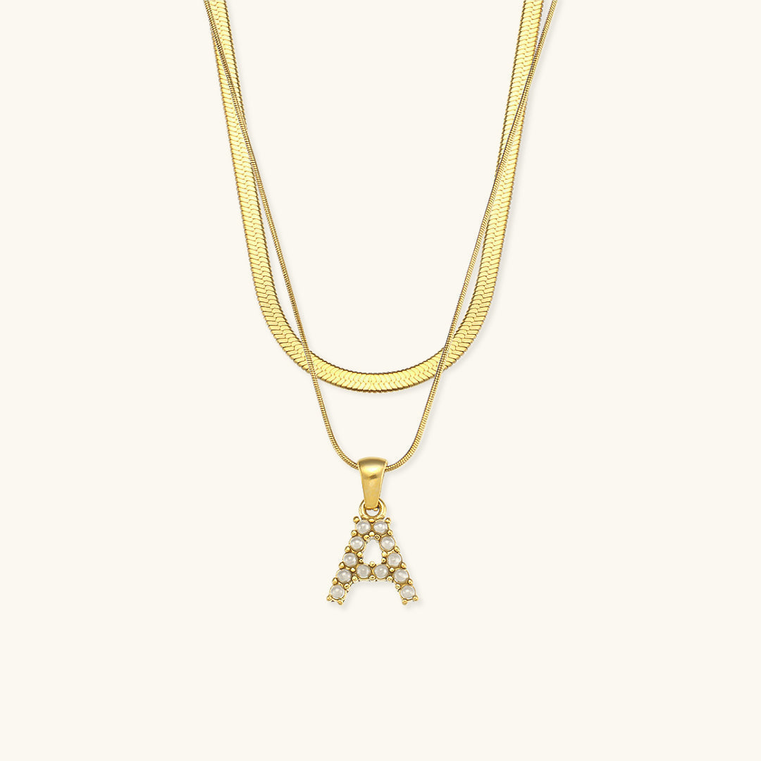 Collar en Capas con Inicial con Letra Oro Fiona