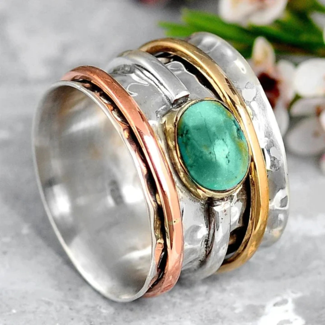 Anillo con Bisel Plata Oro Oro Rosa Accent