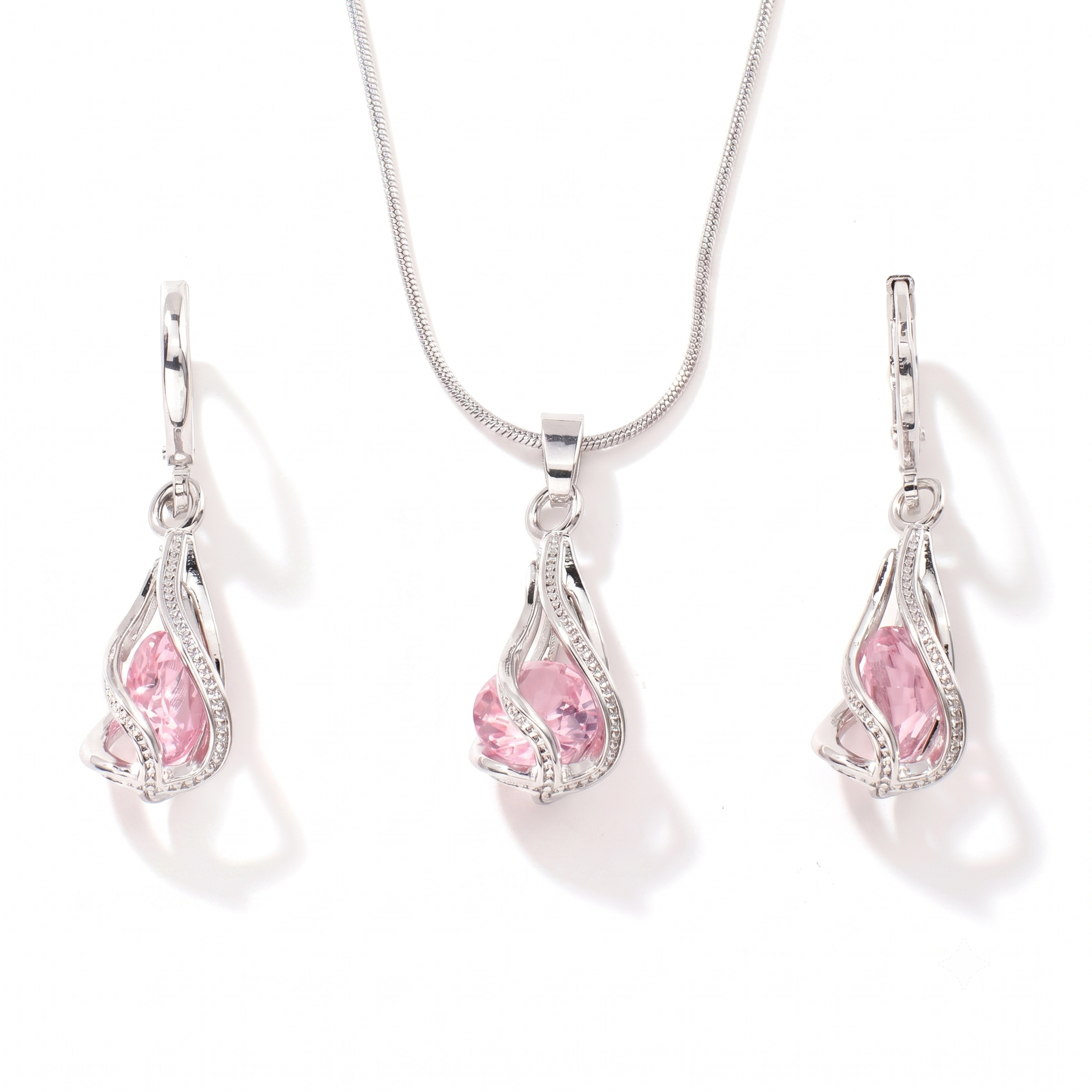 Rosalith Lumen Twist Jewelry Set | White Gold