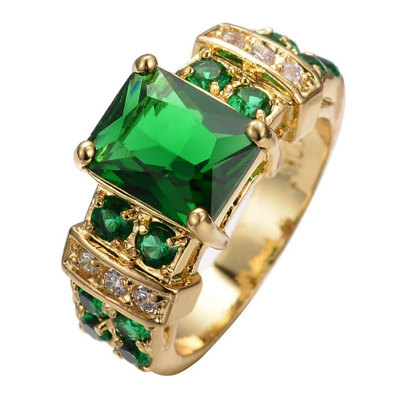 Anillo Oro Esmeralda Geometric