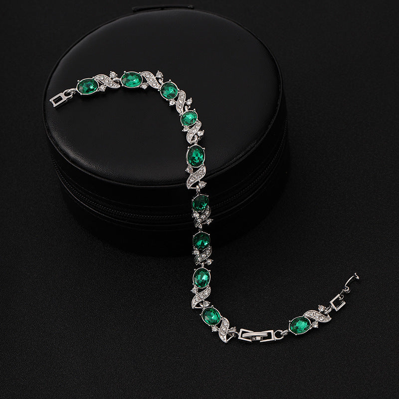 Pulsera Vintage de Eslabón Plata Esmeralda