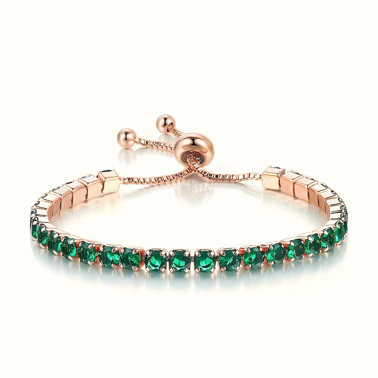 Pulsera Ajustable Tennis Oro Esmeralda