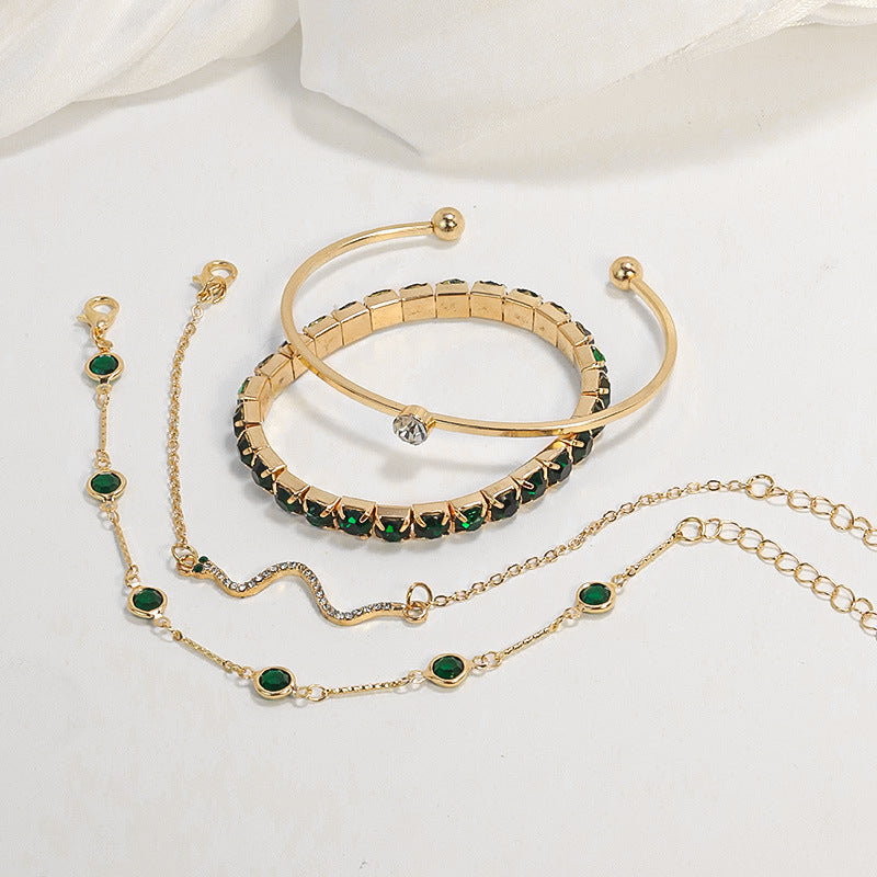Set de Pulseras Oro Esmeralda