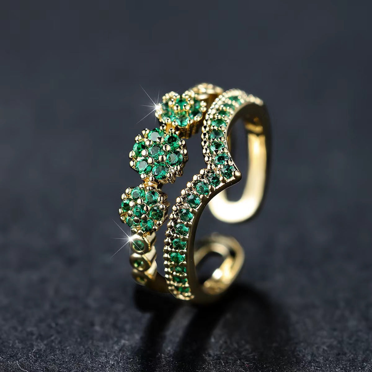 Anillo de Racimo Oro Esmeralda