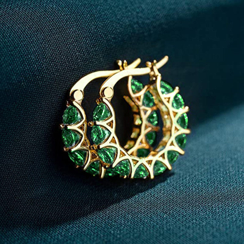 Aretes de Aro Oro Esmeralda Lattice