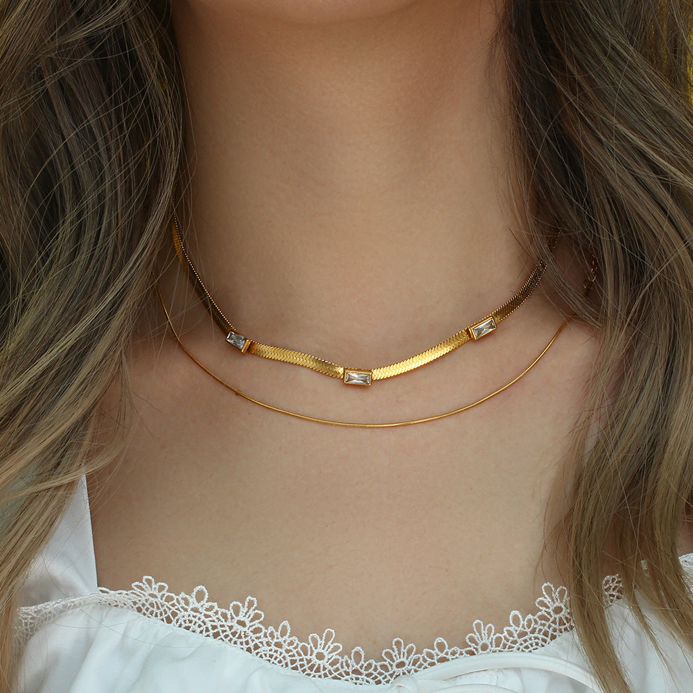 Collar Oro Eve Herringbone