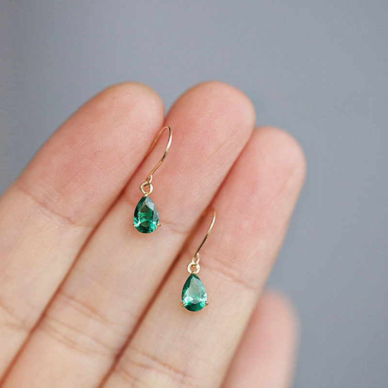 Aretes Colgantes de Lágrima Oro Esmeralda