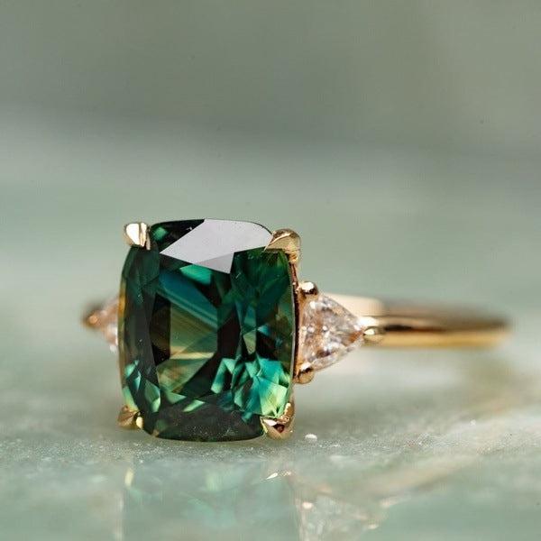 Anillo Solitario Oro Esmeralda