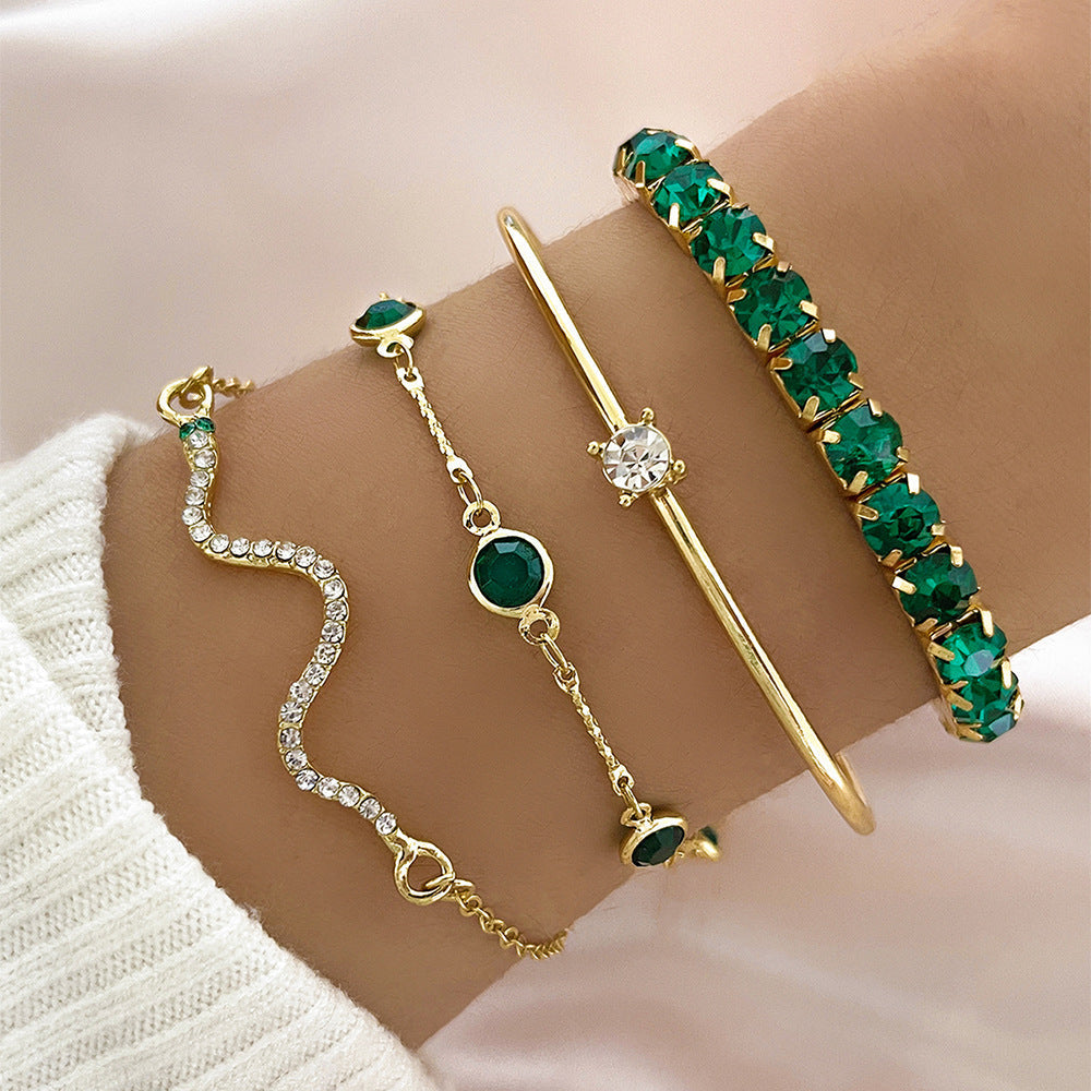 Set de Pulseras Oro Esmeralda