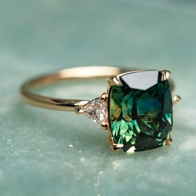 Anillo Solitario Oro Esmeralda