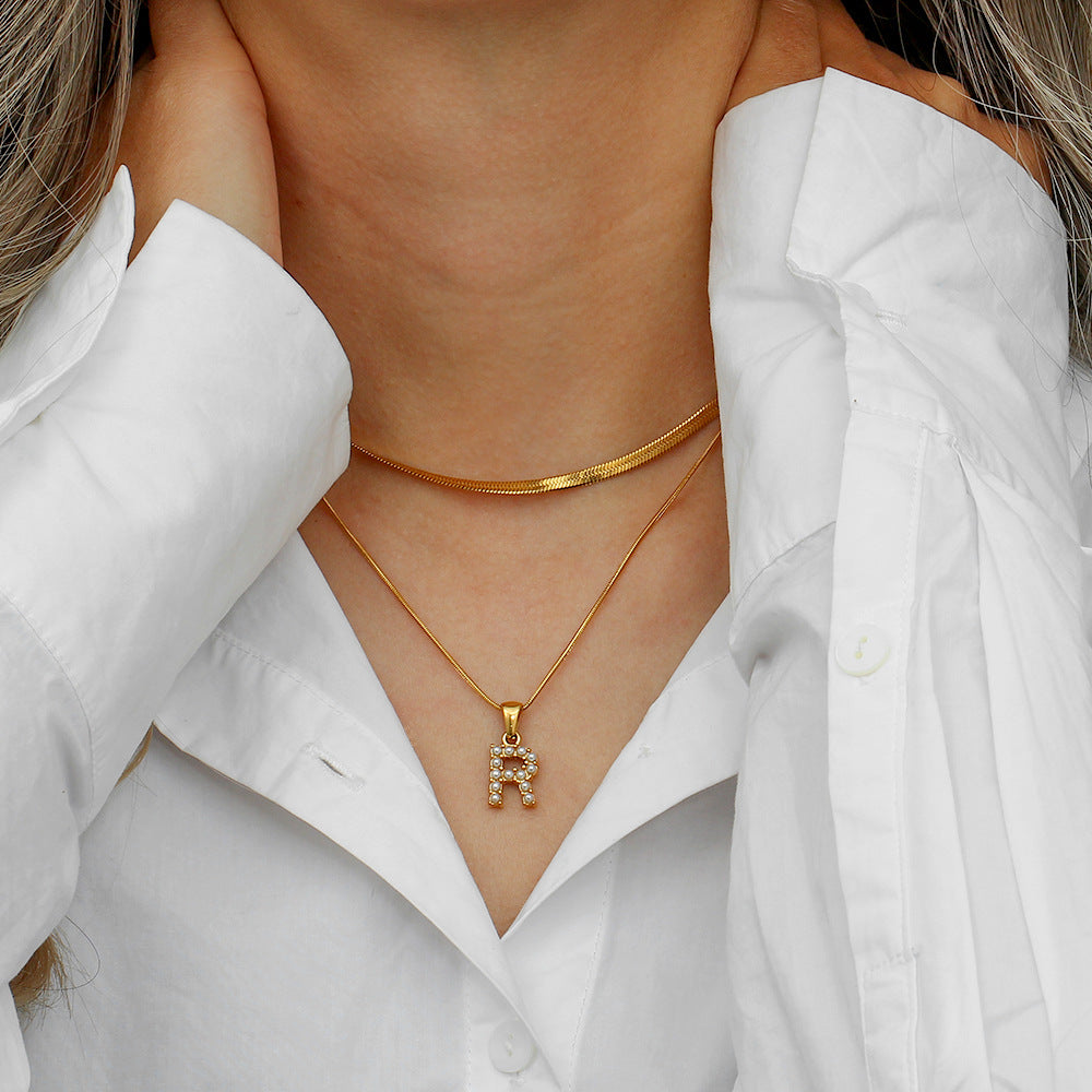 Collar en Capas con Inicial con Letra Oro Fiona