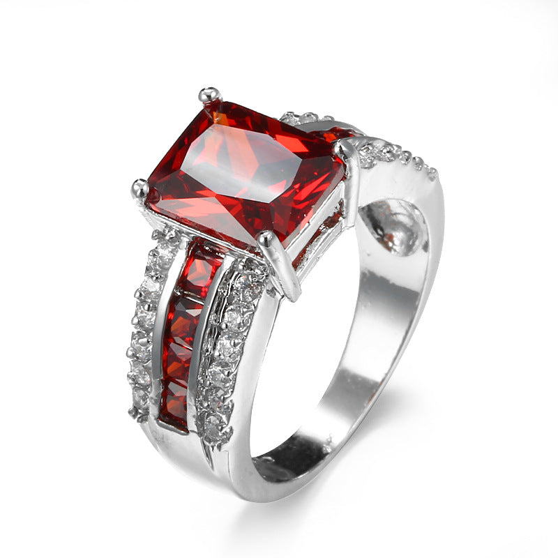 Anillo Plata Rubí Split Shank